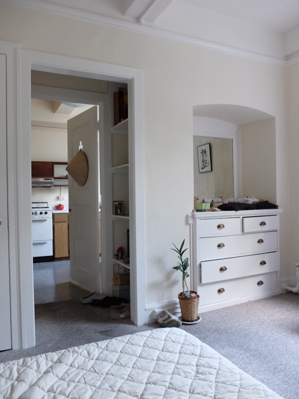 Suite - bedroom, bookcase and kitchen.jpg